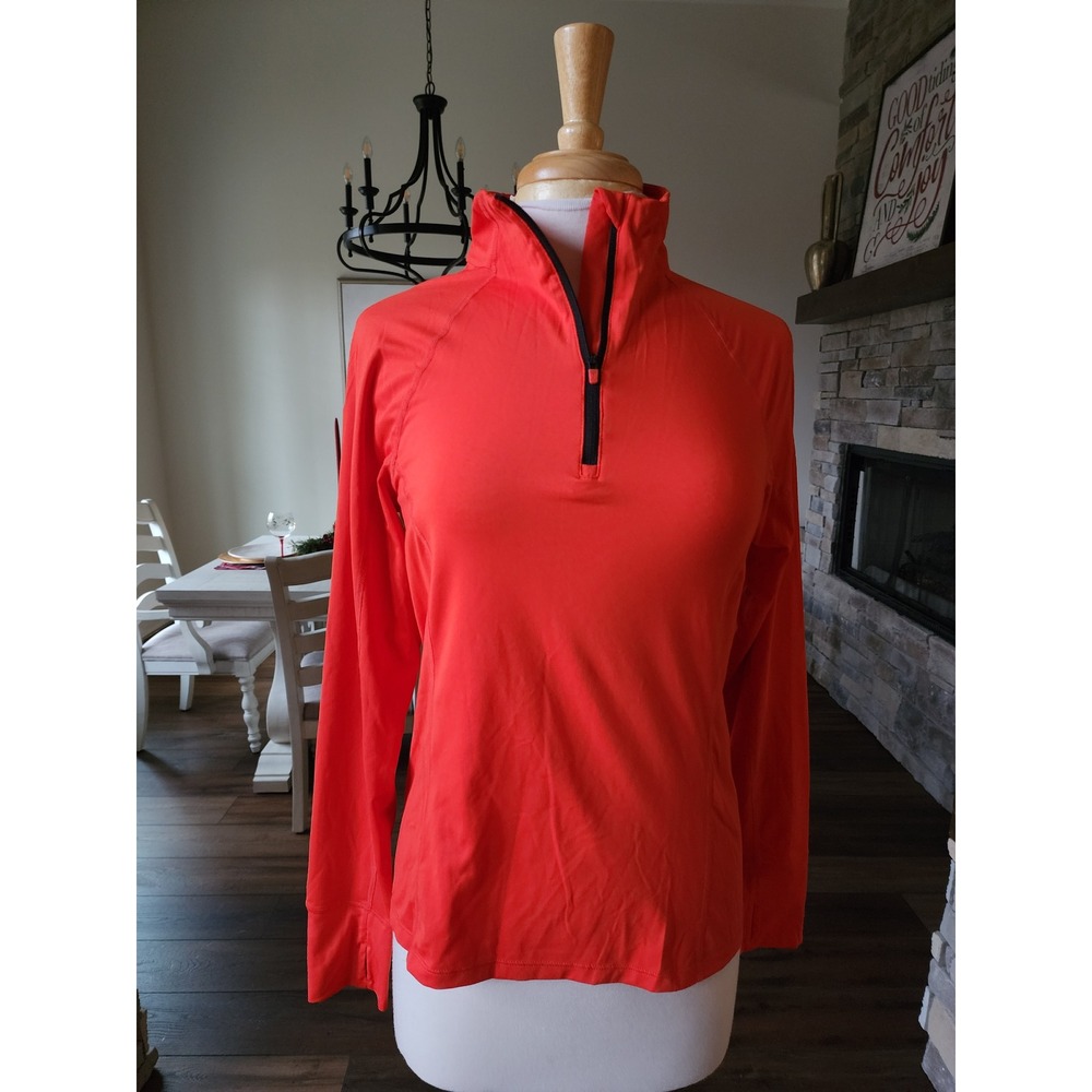 Noble Equine Women's Orange Quarter Zip Long Sleeve‎ Performance Shirt Size M